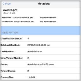 Presents metadata information in a structured way